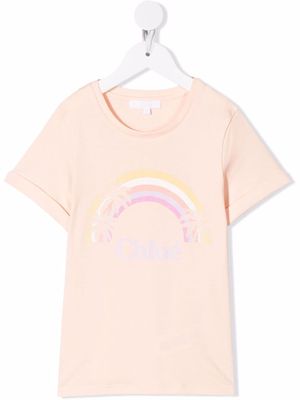 Chloé Kids rainbow-print T-shirt - Neutrals
