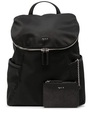 agnès b. logo-plaque backpack - Black