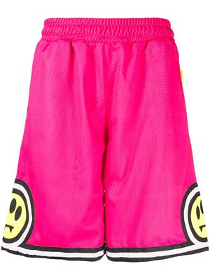 BARROW smile-print mesh track shorts - Pink