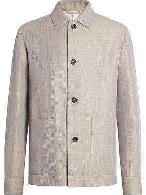 Ermenegildo Zegna patch-pocket piqué shirt jacket - Neutrals