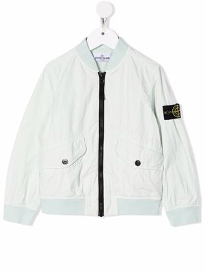 Stone Island Junior logo-patch zip-up bomber jacket - Blue