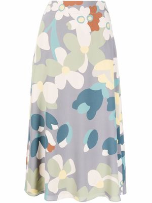ASPESI floral-print silk skirt - Grey