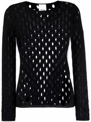 Allude perforated-detail cashmere top - Black