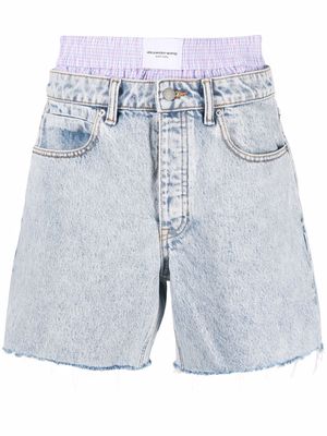 Alexander Wang Boxer layered denim shorts - Blue
