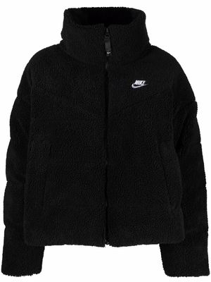 Nike quilted teddy bomber jacket - Black