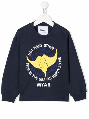 MYAR KIDS graphic-print crew neck sweatshirt - Blue