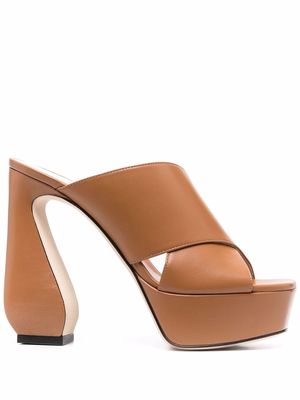 Si Rossi 90mm platform leather mules - Brown