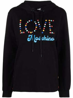 Love Moschino logo-print side-button hoodie - Black