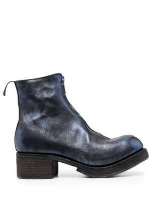 Guidi metallic-sheen leather boots - Blue