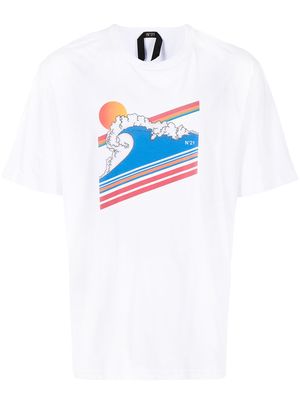 Nº21 sun wave graphic print T-shirt - White