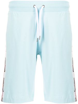 Moschino logo-tape cotton track shorts - Blue