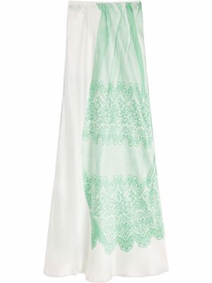 Victoria Beckham lace-print maxi slip skirt - White