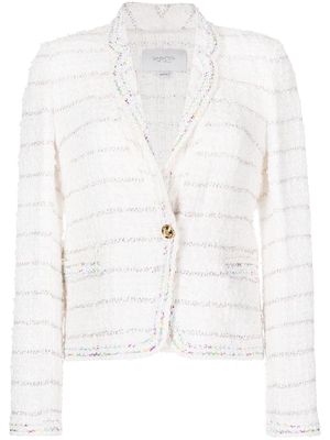 Giambattista Valli notched-lapels button-up tweed jacket - White