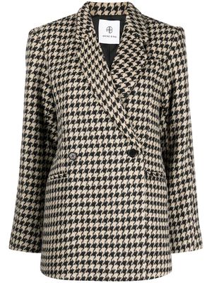 ANINE BING Kaia houndstooth double-breasted blazer - Black