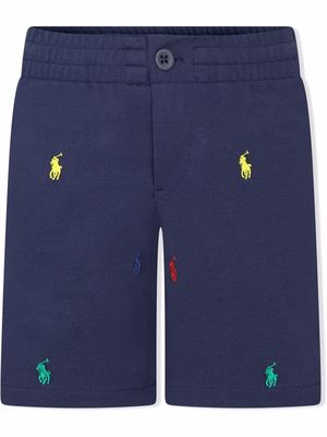 Ralph Lauren Kids Polo Pony-embroidered cotton shorts - Blue