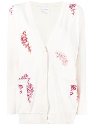 Giambattista Valli floral-knit buttoned cardigan - White