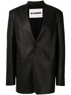 Jil Sander single-breasted leather blazer - Black