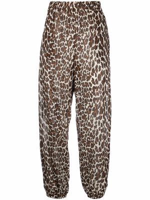 Tory Burch leopard print trousers - Brown