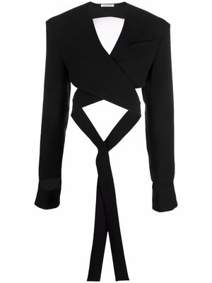 ALESSANDRO VIGILANTE cropped wrap blouse - Black