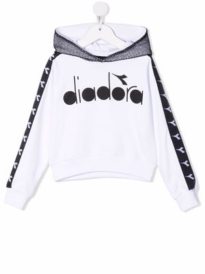 Diadora Junior graphic-print pullover hoodie - White