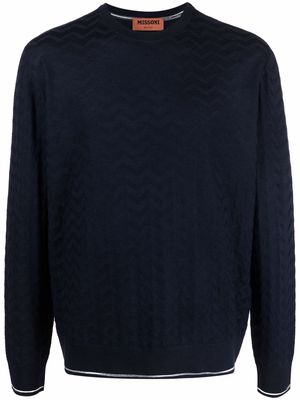 Missoni chevron-knit wool jumper - Blue