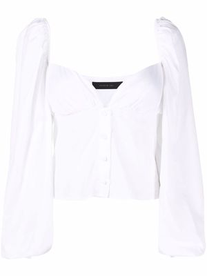 Federica Tosi sweetheart-neck puff-sleeve blouse - White