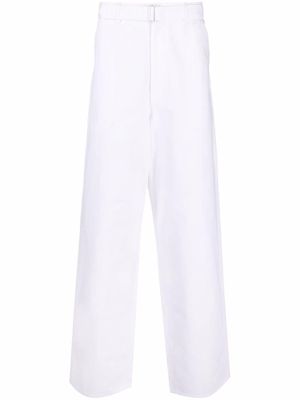 Auralee straight-leg belted-waist trousers - White