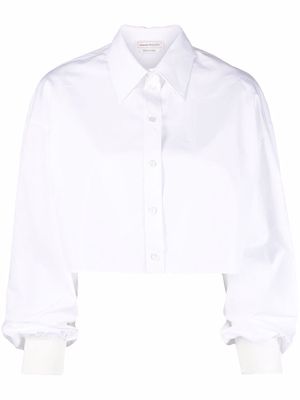 Alexander McQueen cropped balloon-sleeve shirt - White