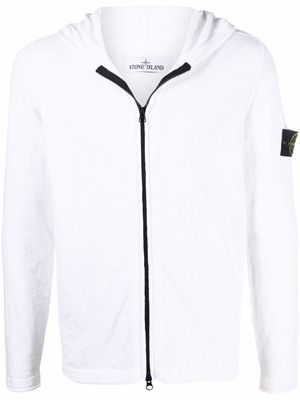 Stone Island Compass-patch knitted hoodie - White