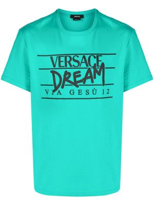 Versace slogan logo-print T-shirt - Green