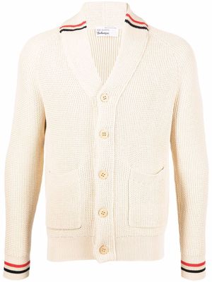 Ballantyne stripe-trim cotton knitted cardigan - Neutrals