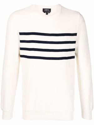 A.P.C. stripe-print knit jumper - White