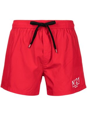 Nº21 logo print swimming shorts - Red