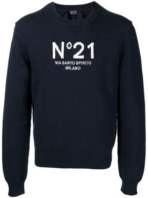 Nº21 intarsia-knit logo jumper - Blue
