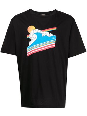 Nº21 sun wave graphic print T-shirt - Black