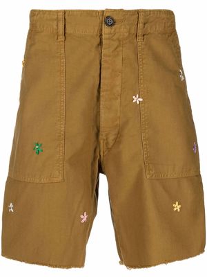 PRESIDENT'S flower embroidered shorts - Brown