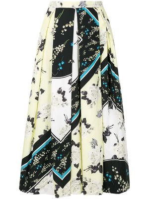 Erdem floral-print contrast skirt - Multicolour