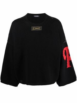 Raf Simons logo-letter oversized-knit jumper - Black