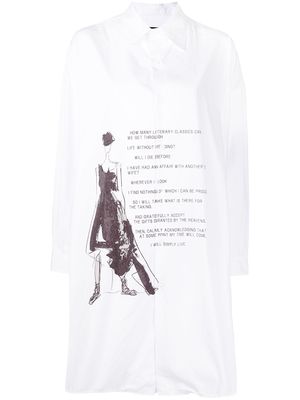 Yohji Yamamoto graphic-print longline shirt - White