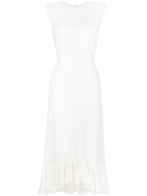 Giambattista Valli crochet-panels ruffled dress - White