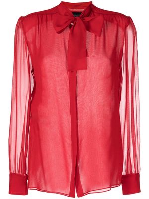 Giambattista Valli pussy-bow collar blouse - Red