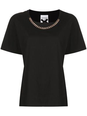 Edward Achour Paris chain-detail scoop neck t-shirt - Black