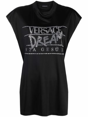 Versace slogan logo-print T-shirt - Black