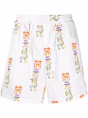 Opening Ceremony brush-art print shorts - White