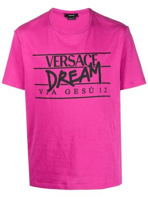Versace slogan logo-print T-shirt - Pink