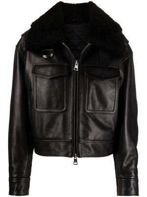 AMI Paris zip-up leather jacket - Black