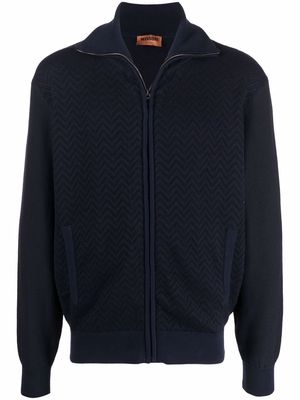 Missoni chevron-knit zip-up cardigan - Blue
