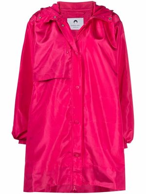 Marine Serre A-line moire hooded windbreaker coat - Pink