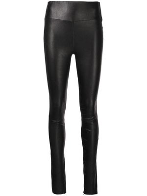 Sprwmn zip-cuff leather leggings - Black