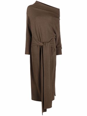 Polo Ralph Lauren off-shoulder draped knitted dress - Brown
